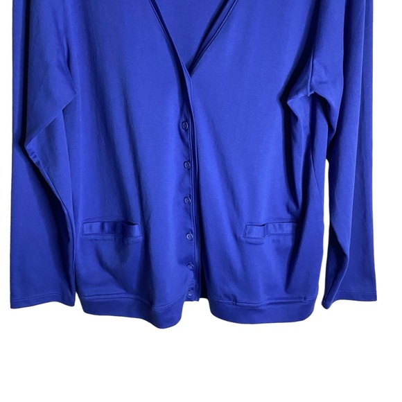 Land's End Women's Royal Blue Button-Down Cardigan - Picture 3 of 8